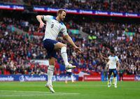 Soccer Football - UEFA Euro 2024 Qualifiers - Group C - England v Ukraine - Wembley Stadium, London, Britain - March 26, 2023 England's Harry Kane celebrates scoring their first goal REUTERS/Carl Recine     TPX IMAGES OF THE DAY