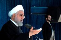 In this photo released by the official website of the office of the Iranian Presidency, President Hassan Rouhani speaks at a public gathering in the city of Rafsanjan in Iran's southwest Kerman province, Monday, Nov. 11, 2019. Rouhani on Monday called on hard-liners to support the country's troubled nuclear deal, saying it could open up international arms sales for the Islamic Republic next year. (Office of the Iranian Presidency via AP)