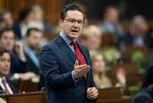 Conservative leader Pierre Poilievre rises to question the government during Question Period, Wednesday, November 23, 2022 in Ottawa.  THE CANADIAN PRESS/Adrian Wyld