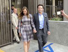 FILE - Actor Danny Masterson leaves Los Angeles superior Court with his wife Bijou Phillips after a judge declared a mistrial in his rape case in Los Angeles on Nov. 30, 2022. Los Angeles prosecutors will retry “That ’70s Show” actor Danny Masterson on three rape counts after a hopelessly deadlocked jury led to a mistrial in his first trial in November. (AP Photo/Brian Melley, File)