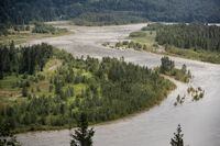 The Fraser River is seen between Hope and Agassiz, B.C., on Monday, July 6, 2020. Parts of British Columbia's Interior region remain under a flood watch as warm weather over the weekend melted snow and more rain is forecast in some communities. THE CANADIAN PRESS/Darryl Dyck