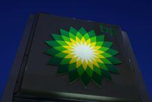 FILE PHOTO: The BP logo is seen at a BP gas station in Manhattan, New York City, U.S., November 24, 2021. REUTERS/Andrew Kelly//File Photo