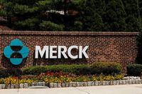 The Merck logo is seen at a gate to the Merck & Co campus in Linden, New Jersey, U.S., July 12, 2018. REUTERS/Brendan McDermid/Files