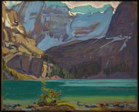 Oil sketch, Lake O’Hara by J.E.H. MacDonald of the Group of Seven (1926).