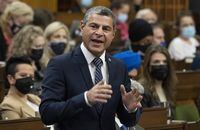 Conservative MP Alain Rayes rises to question the government during Question Period, Monday, November 29, 2021 in Ottawa. THE CANADIAN PRESS/Adrian Wyld