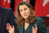 Deputy Prime Minister and Finance Minister Chrystia Freeland speaks at a news conference in Ottawa on Tuesday, Feb. 13, 2024. THE CANADIAN PRESS/ Patrick Doyle