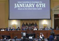 The House select committee investigating the Jan. 6 attack on the U.S. Capitol continues to reveal its findings of a year-long investigation, Thursday, June 23, 2022, at the Capitol in Washington. (Mandel Ngan/Pool via AP)