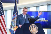 NEW YORK, NY - OCTOBER 29: Ed Bastian, CEO of Delta Airlines delivers remarks during an opening ceremony of Delta's new terminal at LaGuardia airport on October 29, 2019 in New York City. LaGuardia airport is in the process of rebuilding the entire airport while it is still functioning in an effort to create a world class facility while not disrupting services. (Photo by Stephanie Keith/Getty Images)