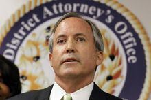FILE - Texas Attorney General Ken Paxton speaks at a news conference in Dallas on June 22, 2017. Paxton called Tuesday, May 23, 2023, for the resignation of the state's GOP House speaker Dade Phelan, accusing him of being intoxicated on the job in a statement that shook the state Capitol. (AP Photo/Tony Gutierrez, File)