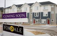 Houses for sale in a new subdivision in Airdrie, Alta., Friday, Jan. 28, 2022.THE CANADIAN PRESS/Jeff McIntosh