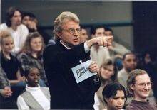 Jerry Springer on the set of his show, "The Jerry Springer Show".  Undated photo.