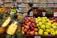 The prices of produce in a local store in Kensington Market, Toronto, photographed on May 31, 2023 (Ammar Bowaihl/The Globe and Mail)