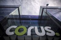 The new Corus logo at Corus Quay in Toronto is shown on June 22, 2018. THE CANADIAN PRESS/Tijana Martin