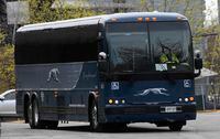 A Greyhound bus leaves a bus terminal in Ottawa, Thursday, May 7, 2020 in Ottawa.&nbsp; Intercity transit providers say they're looking at opportunities for expansion after Greyhound left the Canadian market last week.THE CANADIAN PRESS/Adrian Wyld