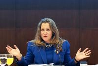 Chrystia Freeland, Canada's Deputy Prime Minister and Minister of Finance speaks as she hosts the annual meeting of federal, provincial, and territorial finance ministers in Toronto on Friday, December 15, 2023. THE CANADIAN PRESS/Nathan Denette