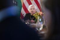 Treasury Secretary Janet Yellen speaks during a working dinner with African Finance Ministers at the Department of Treasury in Washington, Tuesday, Oct. 11, 2022. (AP Photo/Andrew Harnik)