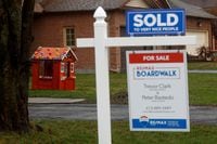 FILE PHOTO: A kids house is seen near a real estate sold sign in a neighbourhood of Ottawa, Ontario, Canada April 17, 2023.  REUTERS/Lars Hagberg/File Photo
