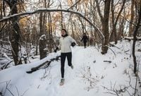 Edmonton Trail Runners go for a long run with various elevations along the trails in the River Valley in Edmonton, on Nov. 21, 2020.