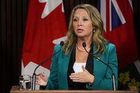 Ontario NDP MPP Marit Stiles speaks to the media following the Speech from the Throne at Queen's Park in Toronto, on Tuesday, August 9, 2022.<i data-stringify-type="italic" style="box-sizing: inherit; color: rgb(29, 28, 29); font-family: Slack-Lato, Slack-Fractions, appleLogo, sans-serif; font-size: 15px; font-variant-ligatures: common-ligatures; orphans: 2; widows: 2; background-color: rgb(248, 248, 248); text-decoration-thickness: initial;">Stiles is expected to be the next leader of the Ontario NDP after the party announced the Toronto-area MPP was the lone contender to meet all the requirements to enter the race.&nbsp;</i>THE CANADIAN PRESS/Andrew Lahodynskyj
