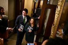 Prime Minister Justin Trudeau and Deputy Prime Minister and Minister of Finance Chrystia Freeland enter the House of Commons to deliver the budget on Parliament Hill in Ottawa, Tuesday, March 28, 2023. THE CANADIAN PRESS/Justin Tang