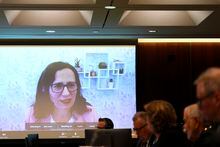 Google Canada's Sabrina Geremia, Vice President and Country Manager, appears via videoconference as a witness at a Standing Committee on Canadian Heritage on Parliament Hill in Ottawa on Monday, March 6, 2023. The committee is looking into the activities of Google in reaction to Bill C-18. THE CANADIAN PRESS/Sean Kilpatrick