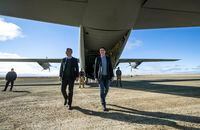 NATO Secretary General Jens Stoltenberg and Prime Minister Justin Trudeau arrive in Cambridge Bay, Nunavut, on Thursday August 25, 2022. THE CANADIAN PRESS/Jason Franson 