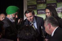 Brampton Mayor Patrick Brown greets supporters after winning the Brampton Mayoral Election during a campaign celebration in Brampton, Ont., Monday, Oct. 22, 2018. THE CANADIAN PRESS/Chris Young