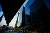 Toronto, Ontario - September 28, 2020 -- Office Vacancy Rate --  The PwC Tower is seen amongst other buildings in Toronto, Monday, September 28, 2020.   (Mark Blinch/Globe and Mail)