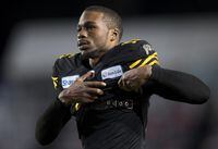 Hamilton Tiger-Cats' Brandon Banks leaves the field after being injured during the second half of the 107th Grey Cup against the Winnipeg Blue Bombers in Calgary, Alta., Sunday, November 24, 2019. CFL players uncomfortable with participating in a shortened '20 season due to the COVID-19 pandemic will have the right to opt out without penalty. THE CANADIAN PRESS/Todd Korol