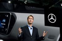 Daimler AG Member of the Board of Management Ola Kallenius addresses the Mercedes-Benz, AMG, SMART presentation during the press days of the Paris Motor Show on October 2, 2018. (Photo by ERIC PIERMONT / AFP)ERIC PIERMONT/AFP/Getty Images