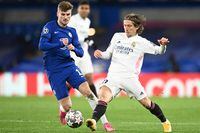 FILE PHOTO: Soccer Football - Champions League - Semi Final Second Leg - Chelsea v Real Madrid - Stamford Bridge, London, Britain - May 5, 2021 Chelsea's Timo Werner in action with Real Madrid's Luka Modric REUTERS/Toby Melville/File Photo