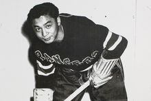 Larry Kwong when he dressed for one game for the New York Rangers in 1948. A copy photo taken by Chris Bolin