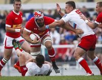 Canada's Jamie Cudmore carries the ball during an international rugby match against Russia in Calgary, Alta., Saturday, June 18, 2016. -- Jamie Cudmore is coming home. One of Canada's most famous rugby exports, the 40-year-old former international forward says the time is right for his family and coaching career. The native of Squamish, B.C., is taking over the second coming of the Pacific Pride Academy. THE CANADIAN PRESS/Jeff McIntosh