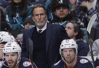 FILE - Columbus Blue Jackets coach John Tortorella watches the team play against the San Jose Sharks during an NHL hockey game in San Jose, Calif., Jan. 9, 2020. The Philadelphia Flyers have hired Tortorella as their new coach, hoping the veteran can help lead them to their first Stanley Cup since 1975. Tortorella coached Tampa Bay to a Stanley Cup title in 2004. He also coached the New York Rangers and Vancouver Canucks. He was fired in May 2021 after six seasons with the Blue Jackets.(AP Photo/Jeff Chiu, File)