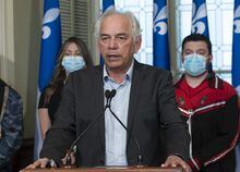 Assembly of First Nations Quebec-Labrador Chief Ghislain Picard criticizes Bill 96, an act respecting French, the official and common language of Quebec, at a news conference, Tuesday, May 10, 2022, at the legislature in Quebec City. THE CANADIAN PRESS/Jacques Boissinot