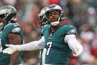 Jan 29, 2023; Philadelphia, Pennsylvania, USA; Philadelphia Eagles linebacker Haason Reddick (7) celebrates against the San Francisco 49ers during the first quarter in the NFC Championship game at Lincoln Financial Field. Mandatory Credit: Bill Streicher-USA TODAY Sports