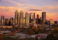 The morning city skyline of Calgary, Alberta, October 2, 2021.