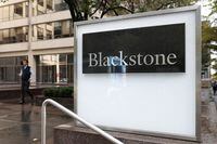 Signage is seen outside The Blackstone Group headquarters in New York City in November of 2021.