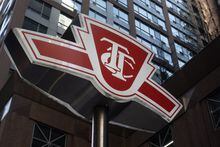 A Toronto Transit Commission sign is shown at a downtown Toronto subway stop Tuesday, Jan. 31, 2023. Toronto police say a man has been charged in what they allege was a hate-motivated assault on a woman who was riding a subway train last week. THE CANADIAN PRESS/Graeme Roy
