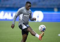 CF Montreal forward Sunusi Ibrahim dribbles the ball on the first day of training camp in Montreal on Monday, January 9, 2023. THE CANADIAN PRESS/Paul Chiasson