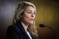 Minister of Foreign Affairs Melanie Joly responds to questions during the second day of a Liberal cabinet retreat in Vancouver on Wednesday, September 7, 2022. THE CANADIAN PRESS/Darryl Dyck