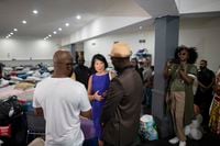 Toronto Mayor Olivia Chow tours Revivaltime Tabernacle Church, where African and Black refugees and asylum seekers have received emergency shelter, in North York, Ont., on Friday, July 28, 2023.  THE CANADIAN PRESS/ Tijana Martin
