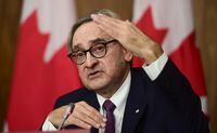 Chair of the Board of the Canada Infrastructure Bank Michael Sabia takes part in a news conference in Ottawa on Oct. 1, 2020.