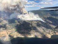 The Christie Mountain wildfire is seen in an image provided by the B.C. Wildfire Service.