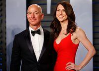 Jeff and MacKenzie Bezos arrive at the Vanity Fair Oscar Party, in Beverly Hills, Calif., on March 4, 2018.