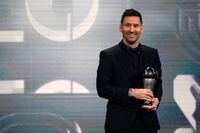 Argentina's Lionel Messi receives the Best FIFA Men's player award during the ceremony of the Best FIFA Football Awards in Paris, France, Monday, Feb. 27, 2023. (AP Photo/Michel Euler)