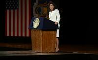 New York Gov. Kathy Hochul, delivers an address during her inauguration ceremony, Sunday, Jan. 1, 2023, in Albany, N.Y. (AP Photo/Hans Pennink)