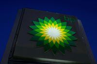 FILE PHOTO: The BP logo is seen at a BP gas station in Manhattan, New York City, U.S., November 24, 2021. REUTERS/Andrew Kelly/
