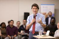 Prime Minister Justin Trudeau takes part in a town hall meeting with university students in Halifax on Feb. 23, 2023.