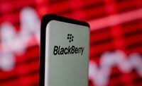 FILE PHOTO: FILE PHOTO: The Blackberry logo is seen on a smartphone in front of a displayed stock graph in this illustration taken February 5, 2021. REUTERS/Dado Ruvic/Illustration/File Photo/File Photo